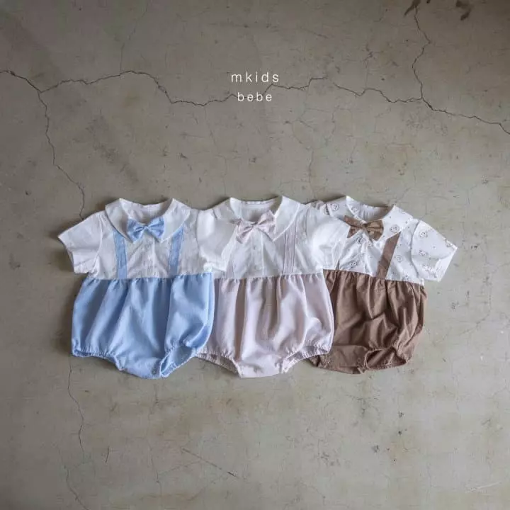 Mkids - Korean Baby Fashion - #babyboutique - Summer Dungarees Tie Bodysuit - 11