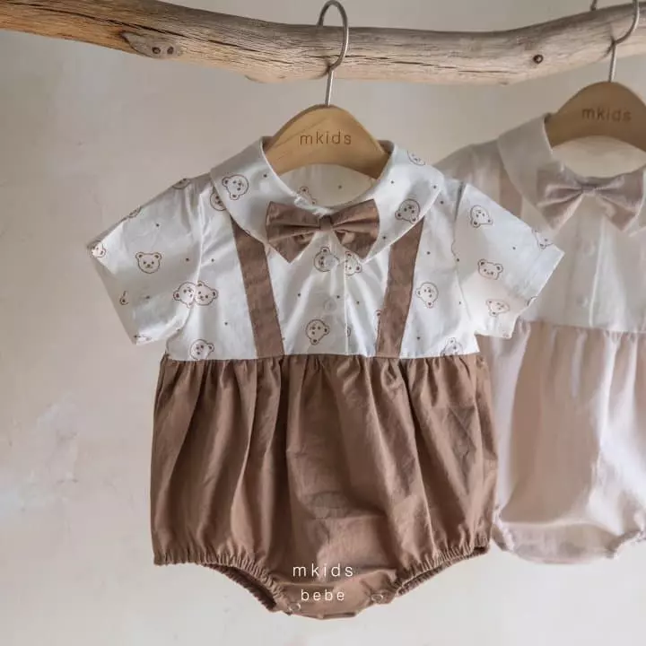 Mkids - Korean Baby Fashion - #babygirlfashion - Summer Dungarees Tie Bodysuit - 2