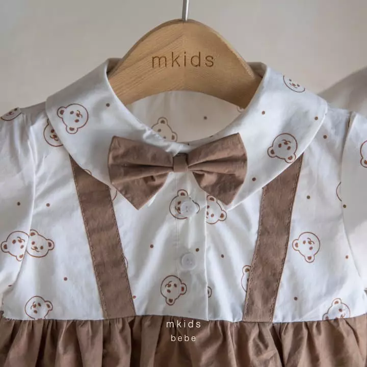 Mkids - Korean Baby Fashion - #babylifestyle - Summer Dungarees Tie Bodysuit - 3
