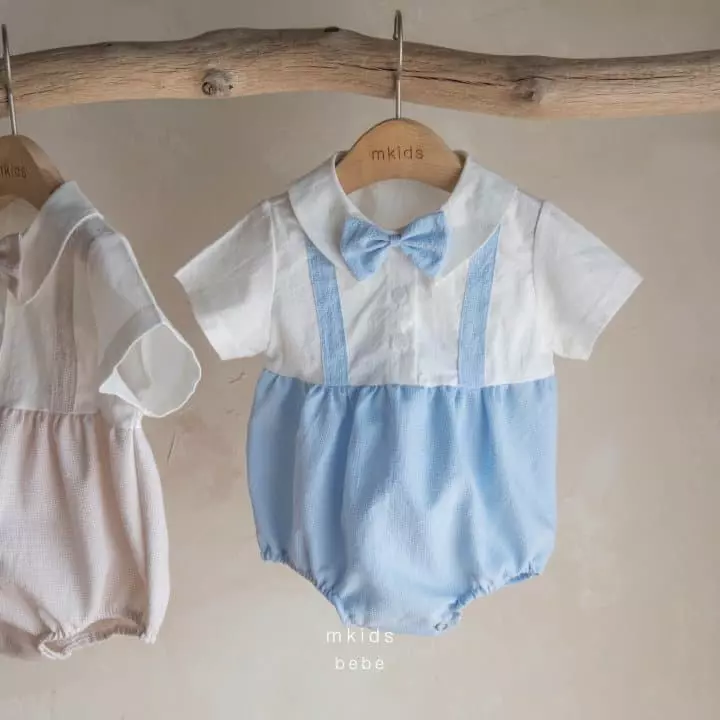 Mkids - Korean Baby Fashion - #babylifestyle - Summer Dungarees Tie Bodysuit - 4