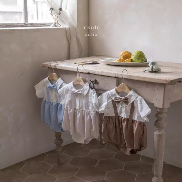 Mkids - Korean Baby Fashion - #babyoutfit - Summer Dungarees Tie Bodysuit - 6