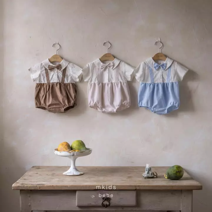 Mkids - Korean Baby Fashion - #babyoutfit - Summer Dungarees Tie Bodysuit - 7