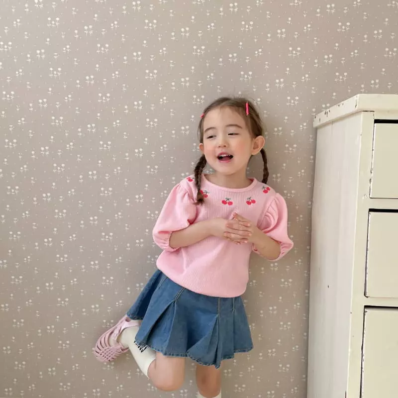 Momo Ann - Korean Children Fashion - #Kfashion4kids - Waffle Cherry Tee - 10