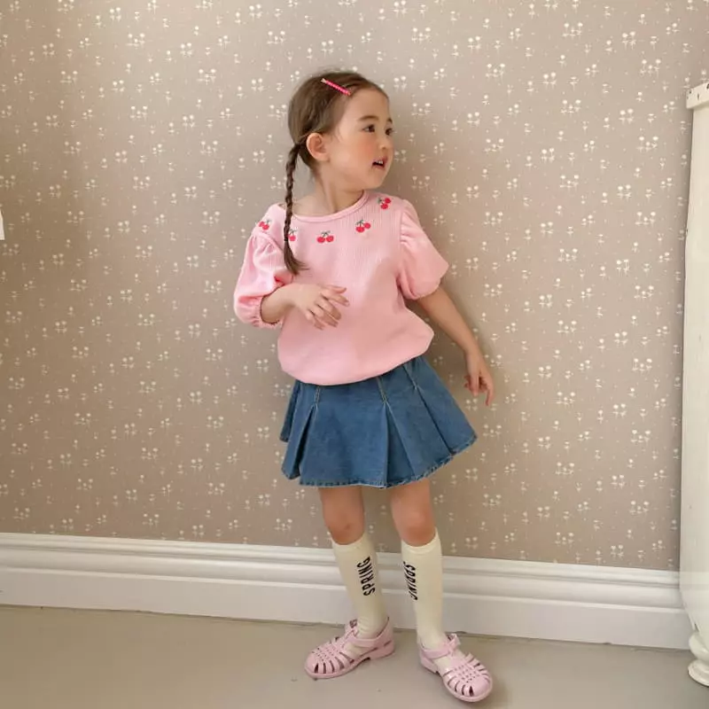 Momo Ann - Korean Children Fashion - #childofig - Denim Wrinkle Skirt - 12