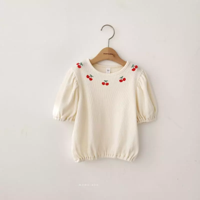 Momo Ann - Korean Children Fashion - #kidsstore - Waffle Cherry Tee - 8