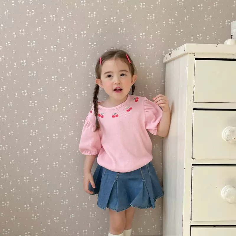 Momo Ann - Korean Children Fashion - #littlefashionista - Waffle Cherry Tee - 11