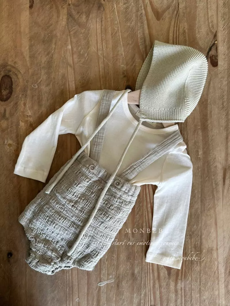 Monbebe - Korean Baby Fashion - #smilingbaby - Honey Smocked Dungarees Pants - 4