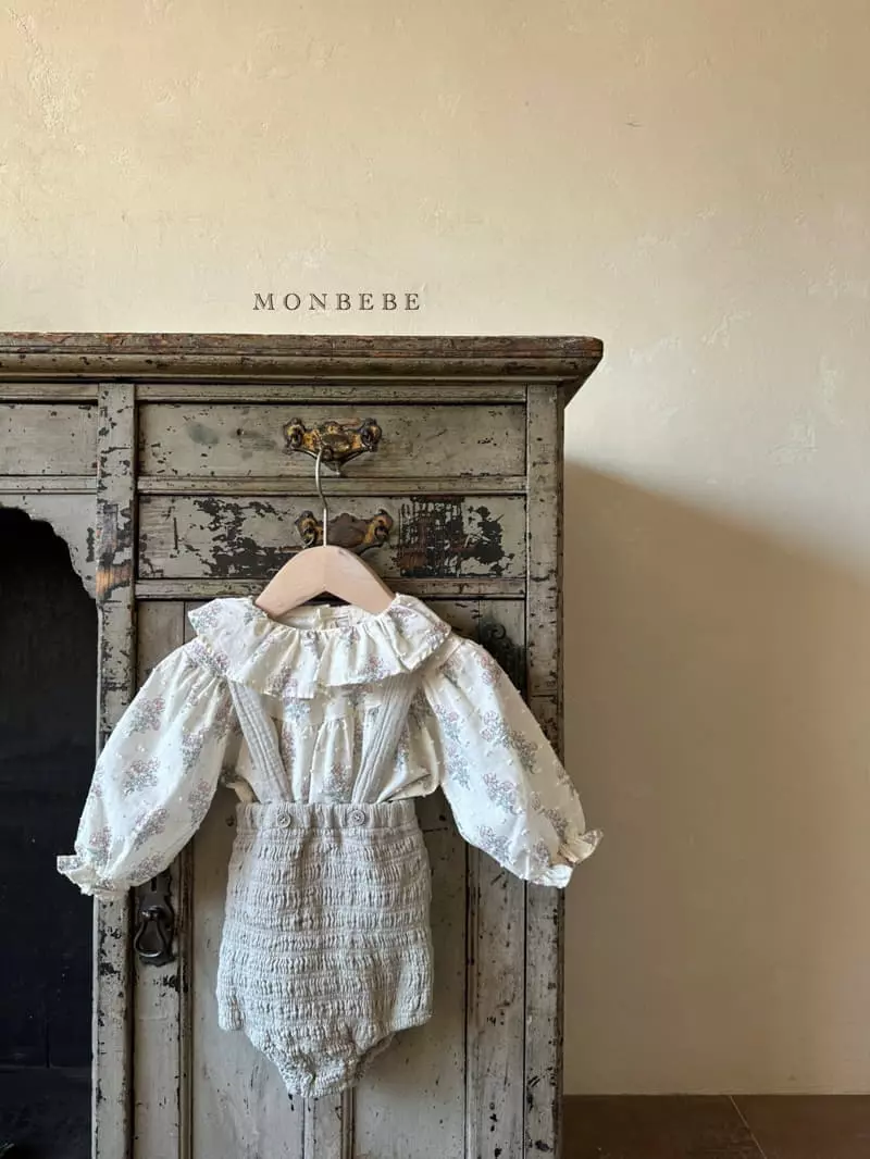 Monbebe - Korean Baby Fashion - #babygirlfashion - Honey Smocked Dungarees Pants - 9