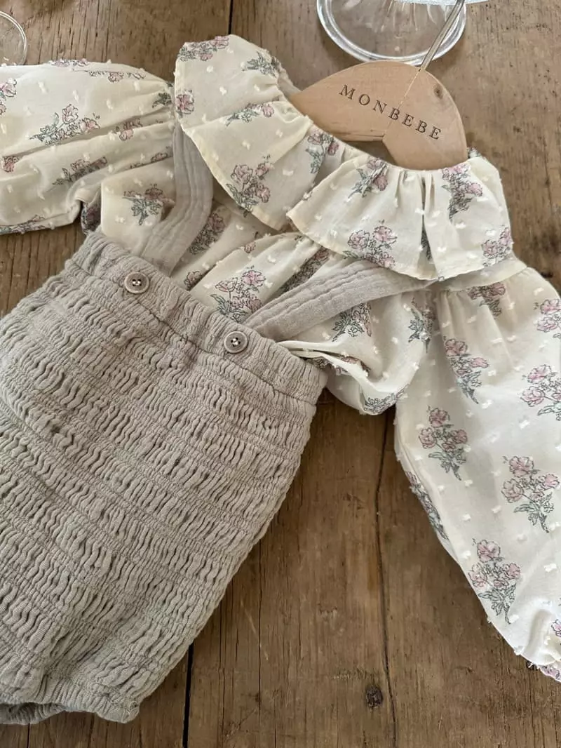 Monbebe - Korean Baby Fashion - #babylifestyle - Honey Smocked Dungarees Pants - 10