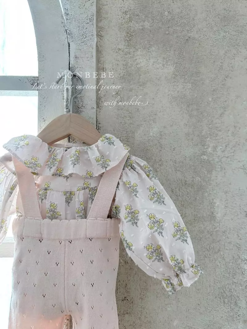 Monbebe - Korean Baby Fashion - #babyootd - Baby Cotton Foot Dungarees Pants - 5