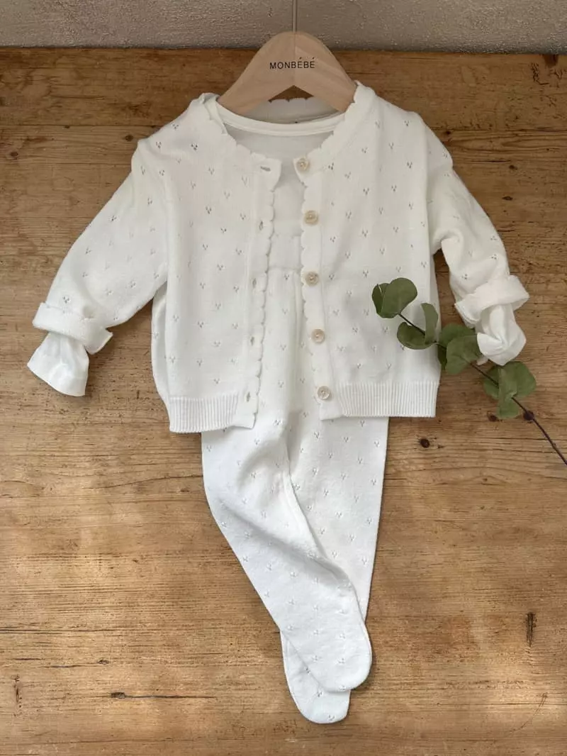 Monbebe - Korean Baby Fashion - #babyoutfit - Baby Cotton Foot Dungarees Pants - 6