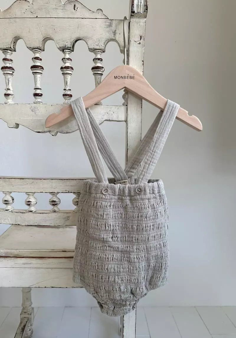 Monbebe - Korean Baby Fashion - #onlinebabyboutique - Honey Smocked Dungarees Pants
