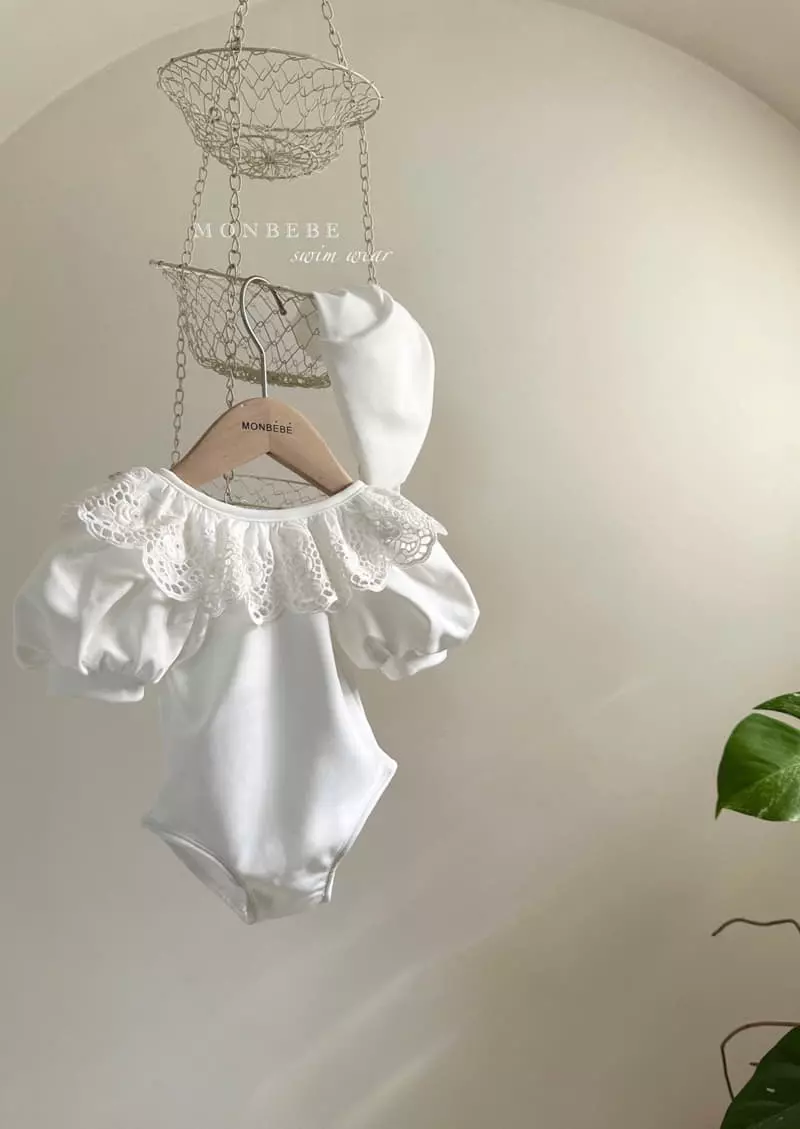 Monbebe - Korean Children Fashion - #magicofchildhood - Lace Lolo Swimwear with Bonnet