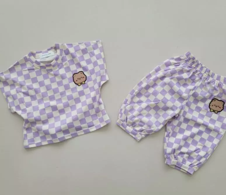 Moran - Korean Children Fashion - #childrensboutique - Ribbon Bear Top Bottom Set - 2