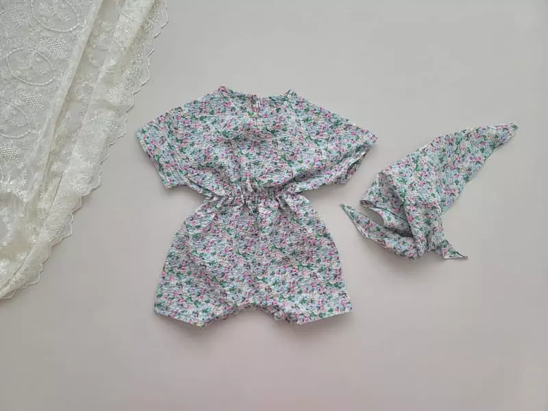 Moran - Korean Children Fashion - #discoveringself - Flower Bodysuit with Scarf - 3