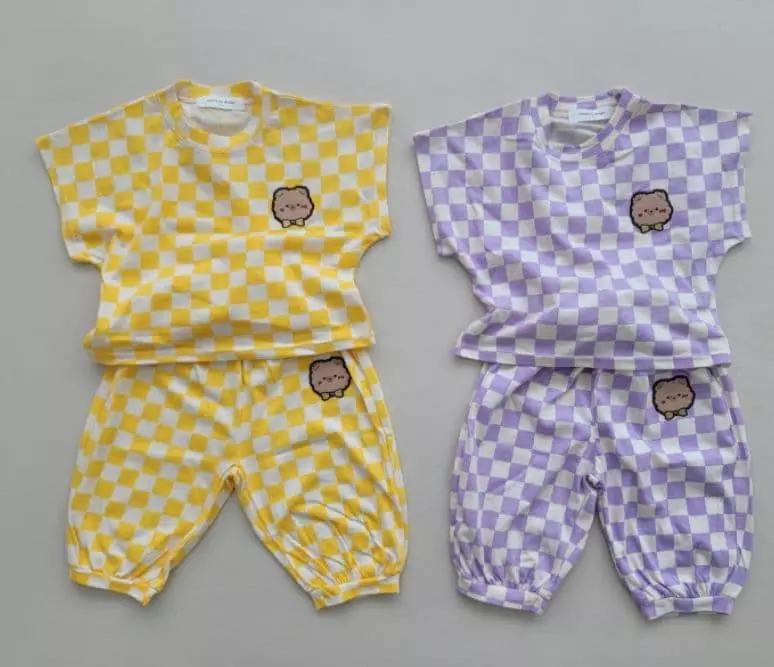Moran - Korean Children Fashion - #kidsshorts - Ribbon Bear Top Bottom Set - 6