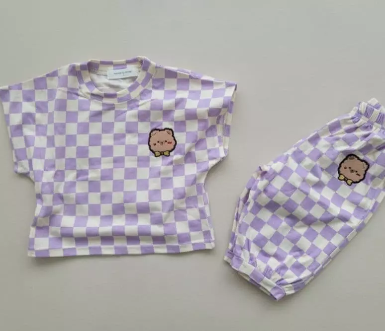 Moran - Korean Children Fashion - #kidsstore - Ribbon Bear Top Bottom Set - 7