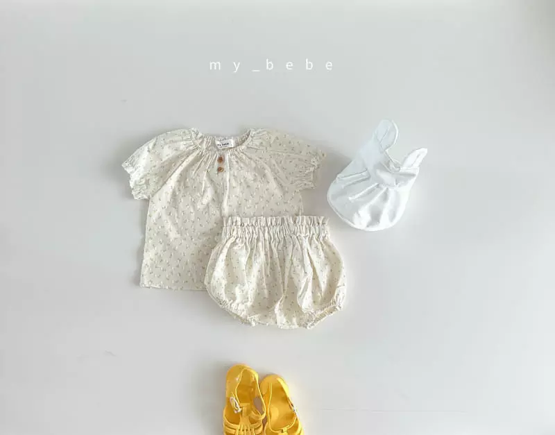 My Bebe - Korean Baby Fashion - #babyboutique - Baby Snow Flower Bloomer Top Bottom Set - 3