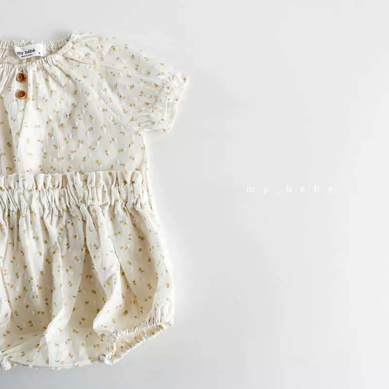 My Bebe - Korean Baby Fashion - #babylifestyle - Baby Snow Flower Bloomer Top Bottom Set - 9