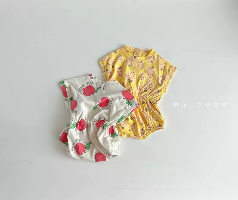 My Bebe - Korean Baby Fashion - #babyoutfit - Baby Fruit Banding Bodysuit - 2