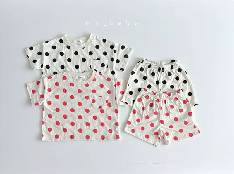 My Bebe - Korean Children Fashion - #childofig - Kid Dot Top Bottom Set