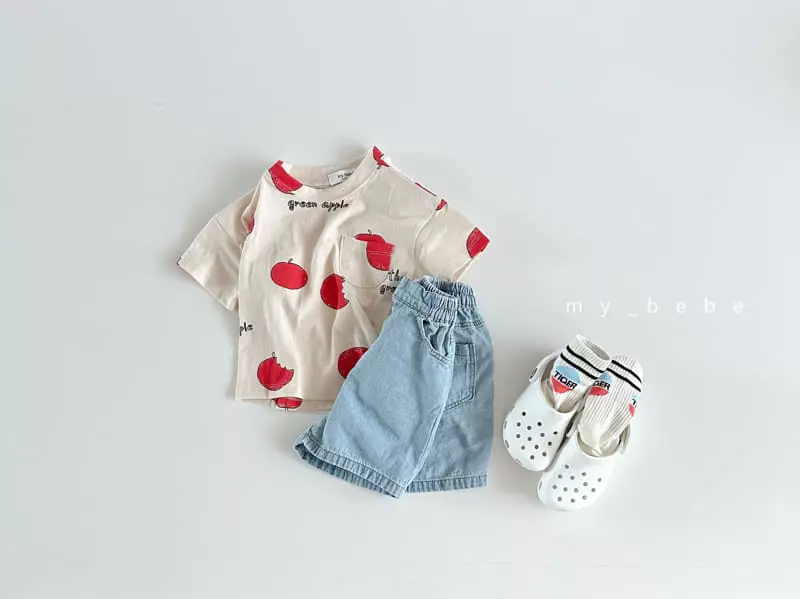 My Bebe - Korean Children Fashion - #childofig - Kid Aqua Short Sleeves Tee - 6