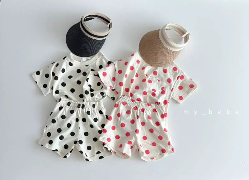 My Bebe - Korean Children Fashion - #childrensboutique - Kid Dot Top Bottom Set - 2