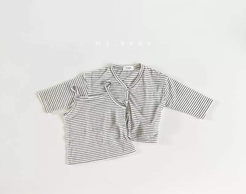 My Bebe - Korean Children Fashion - #childrensboutique - Kid Linen Cardigan Set - 5