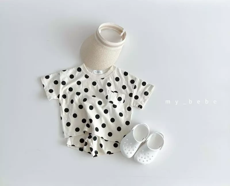 My Bebe - Korean Children Fashion - #designkidswear - Kid Dot Top Bottom Set - 4