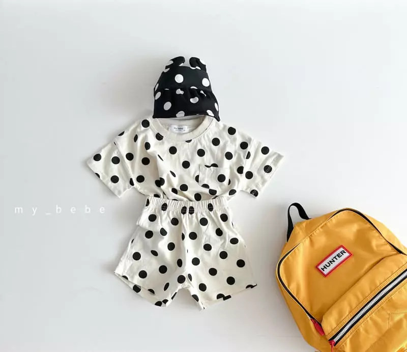 My Bebe - Korean Children Fashion - #fashionkids - Kid Dot Top Bottom Set - 5