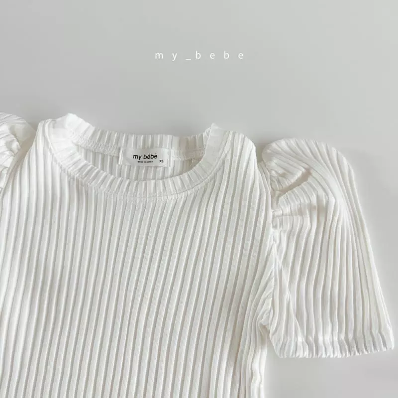 My Bebe - Korean Children Fashion - #kidsshorts - Kid Rib Puff Tee - 10