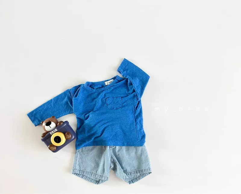 My Bebe - Korean Children Fashion - #kidsshorts - Kid Linen Pocket Tee - 8