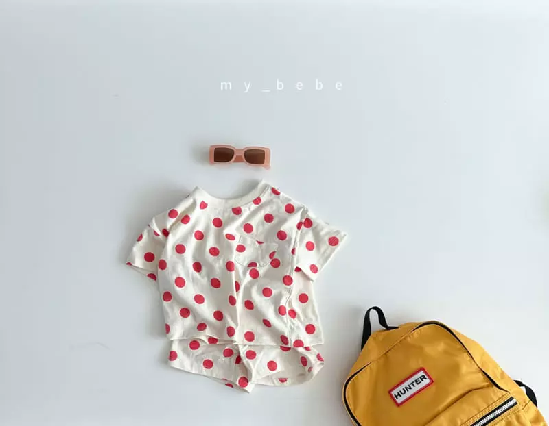 My Bebe - Korean Children Fashion - #littlefashionista - Kid Dot Top Bottom Set - 10