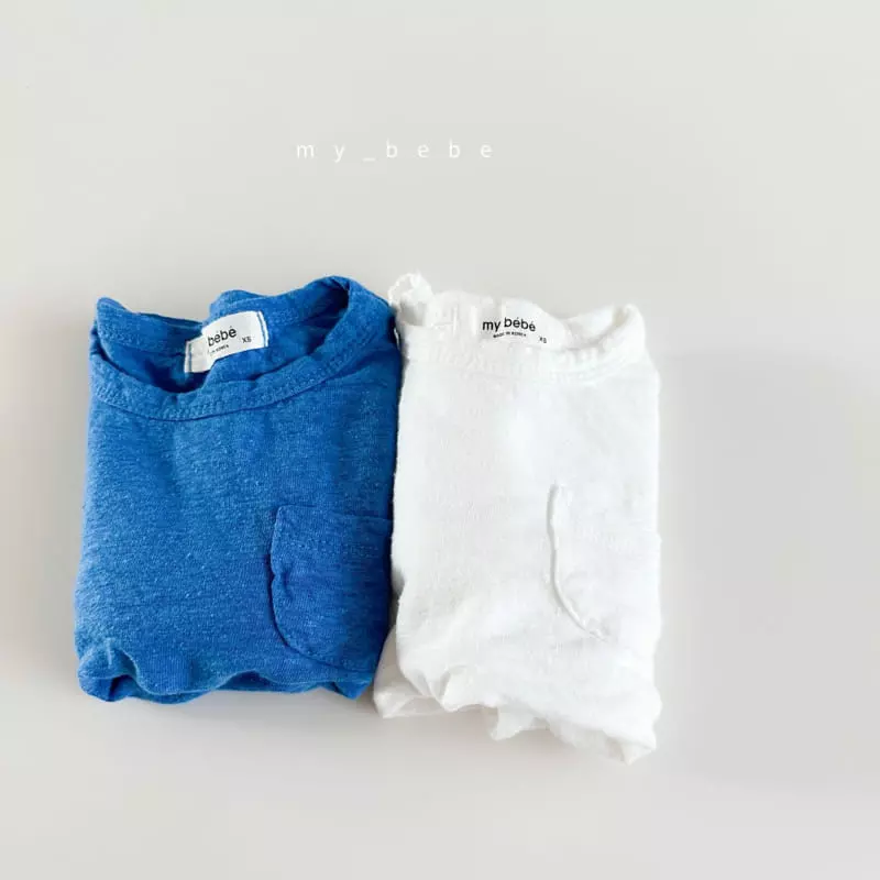 My Bebe - Korean Children Fashion - #littlefashionista - Kid Linen Pocket Tee - 12
