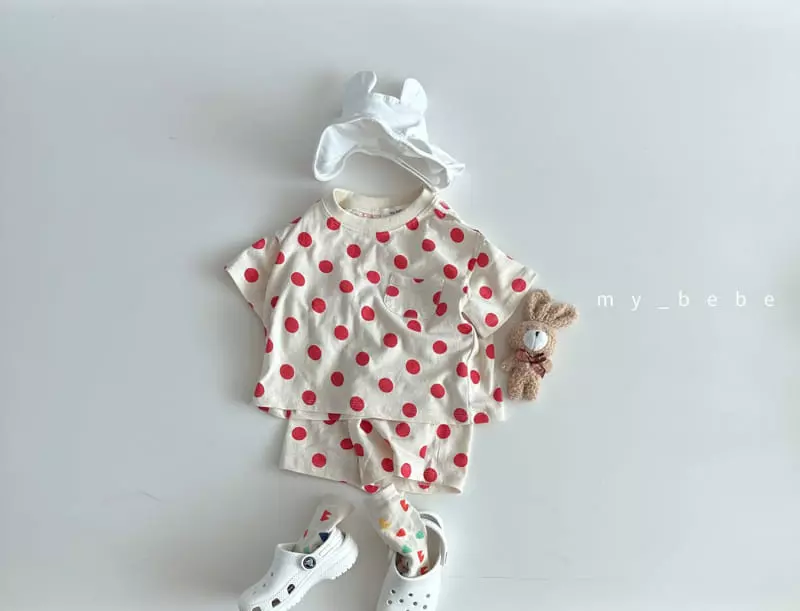 My Bebe - Korean Children Fashion - #magicofchildhood - Kid Dot Top Bottom Set - 11