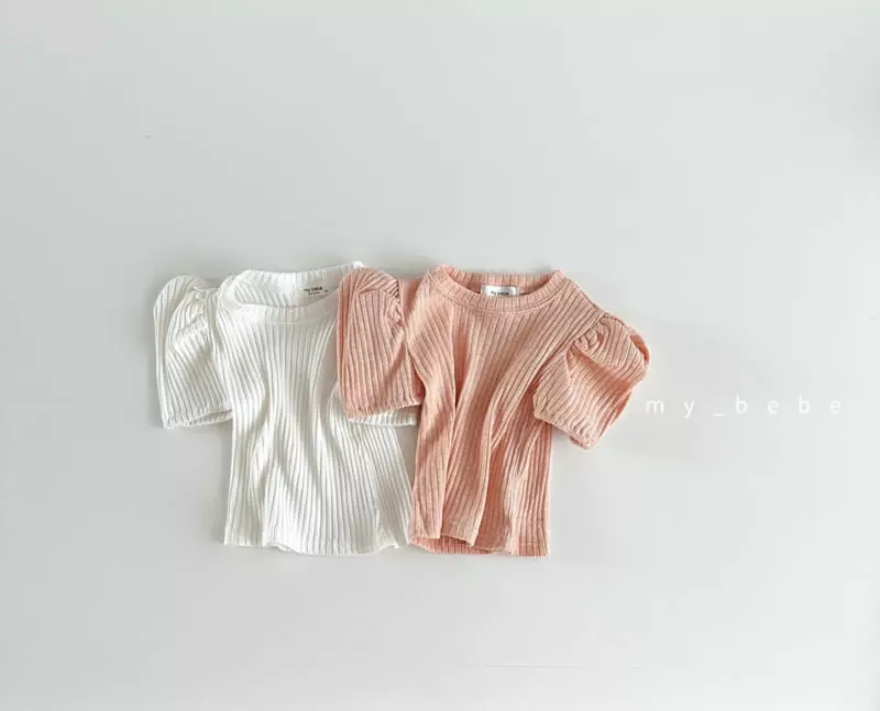 My Bebe - Korean Children Fashion - #todddlerfashion - Kid Rib Puff Tee - 2