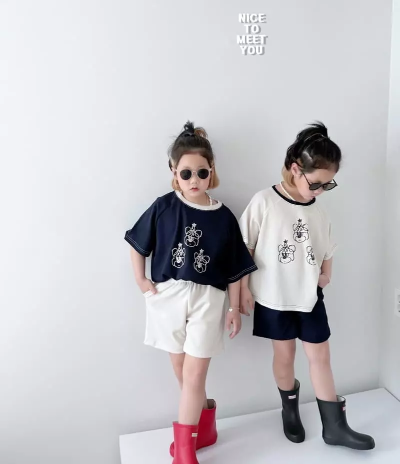 Nice To Meet You - Korean Children Fashion - #discoveringself - Waffle Bear Top Bottom Set - 6