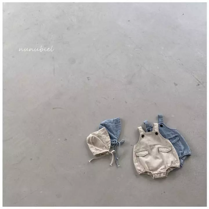 Nunubiel - Korean Baby Fashion - #babyfashion - Cut Denim Bodysuit with Bonnet