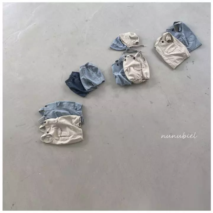 Nunubiel - Korean Baby Fashion - #babygirlfashion - Cut Denim Bodysuit with Bonnet - 4