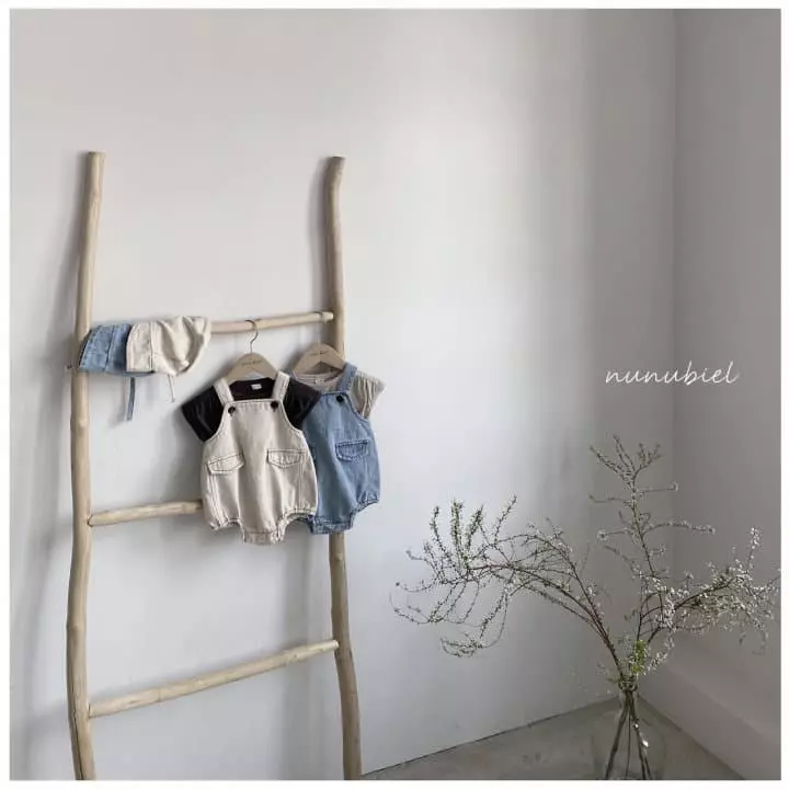 Nunubiel - Korean Baby Fashion - #babyoutfit - Cut Denim Bodysuit with Bonnet - 8