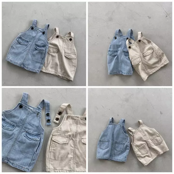 Nunubiel - Korean Children Fashion - #fashionkids - Cut Denim Suspender One-piece - 2