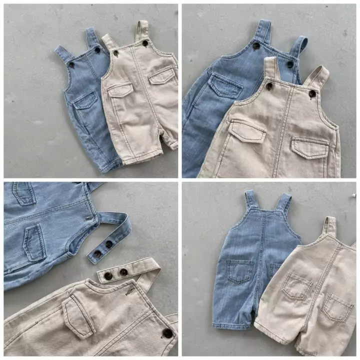 Nunubiel - Korean Children Fashion - #kidsshorts - Cut Denim Suspender Pants - 2
