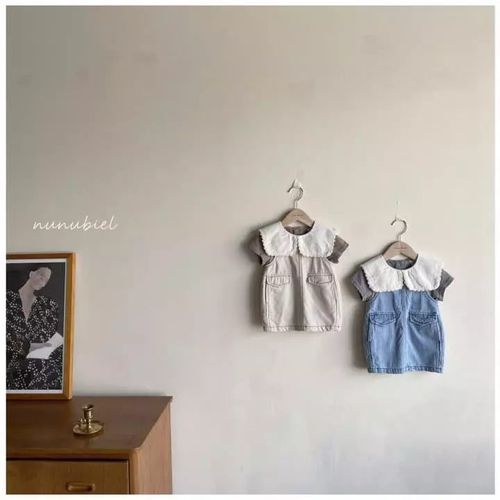 Nunubiel - Korean Children Fashion - #kidsshorts - Cut Denim Suspender One-piece - 4