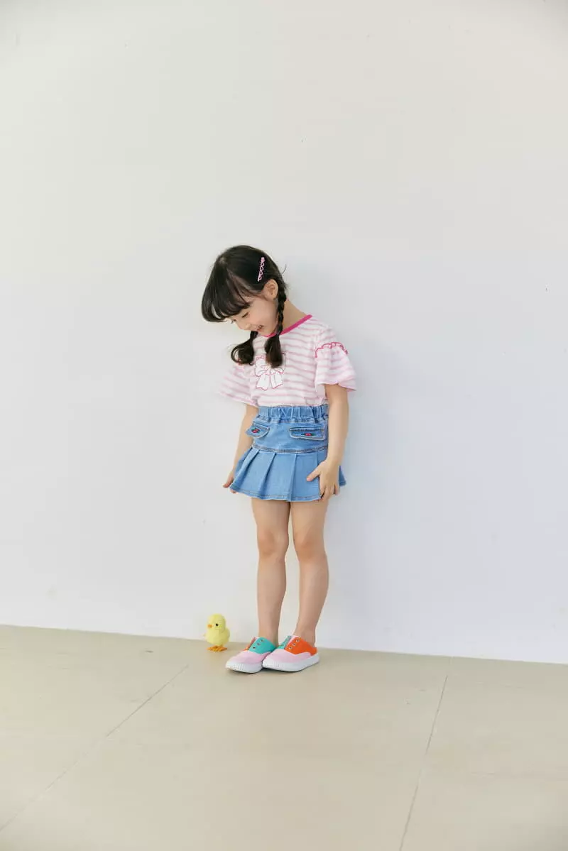 Orange Mom - Korean Children Fashion - #magicofchildhood - Ribbon Stripes Tee - 3