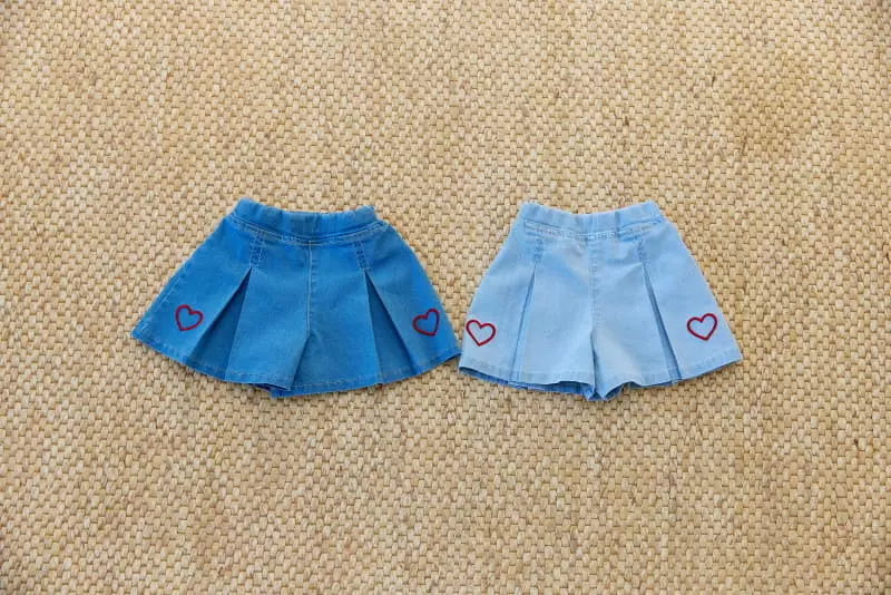 Orange Mom - Korean Children Fashion - #prettylittlegirls - Heart Wrinkle Skirt Pants - 10