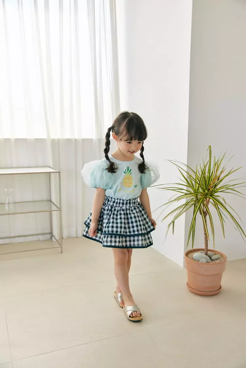 Orange Mom - Korean Children Fashion - #prettylittlegirls - Mesh Puff Sleeves Tee - 4
