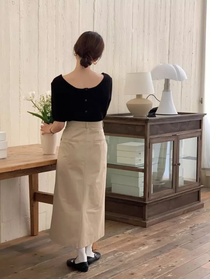 Osense - Korean Women Fashion - #momslook - Chino Long Skirt - 3