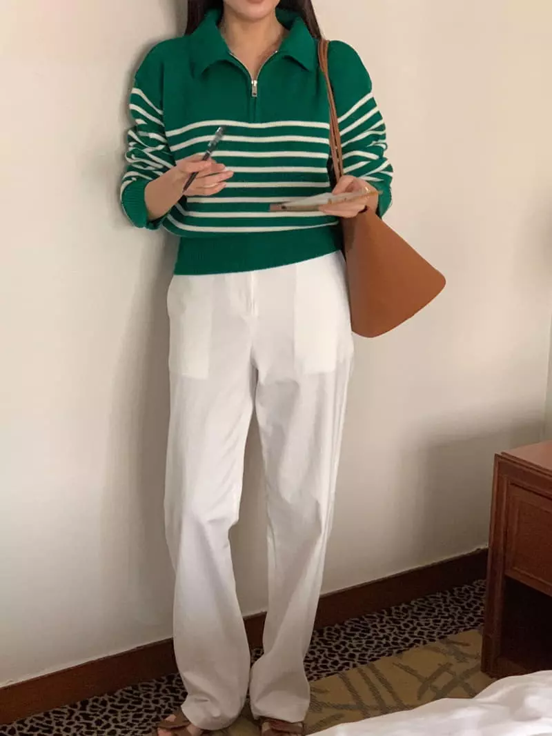 Osense - Korean Women Fashion - #momslook - Latte High Waist Pants - 10