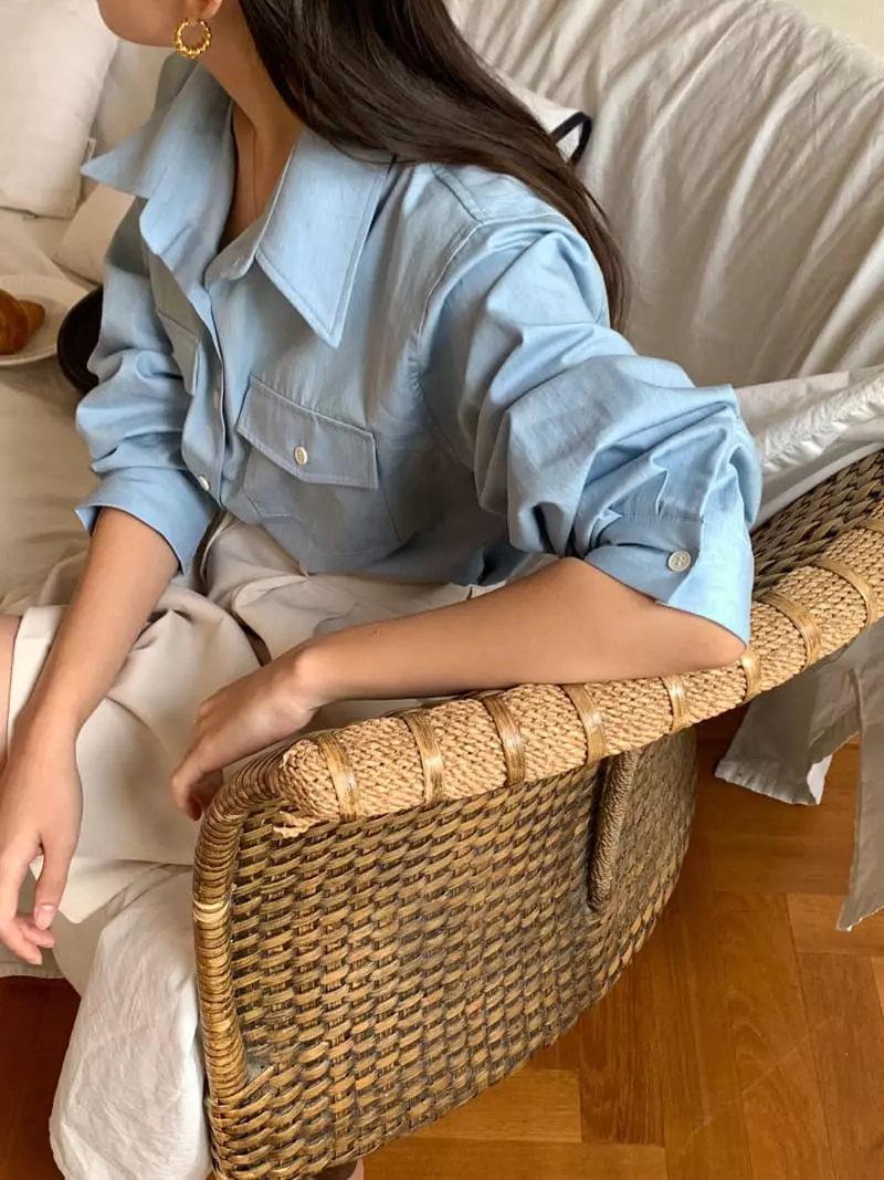 Osense - Korean Women Fashion - #womensfashion - Plan Denim Shirt - 4