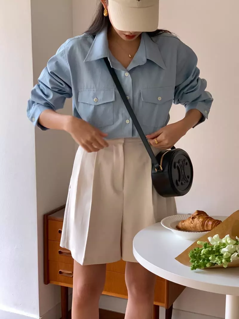 Osense - Korean Women Fashion - #momslook - Plan Denim Shirt - 6